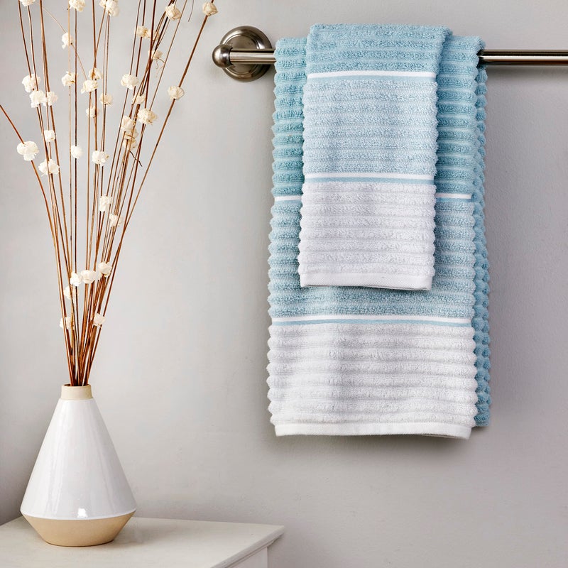 SKL Home Planet Ombre 100% Turkish Cotton Premium 2-Piece Hand Towel Set, 600 GSM, Soft & Absorbent, Aqua - Image 5
